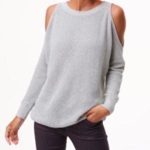 LOFT Gray Cold Shoulder Sweater